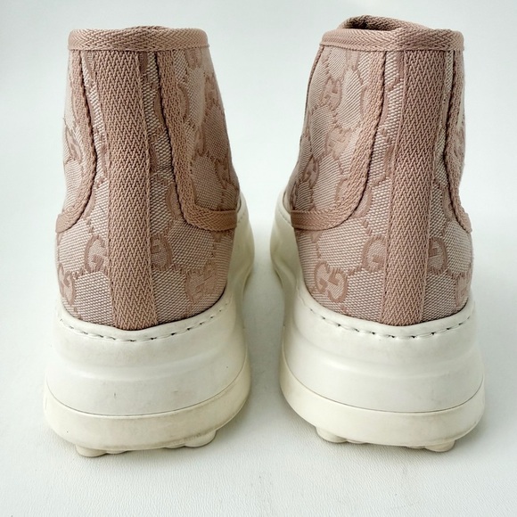 GUCCI | Pink GG Canvas High Top Platform Sneakers Tennis 1977 EU 38 - Picture 7 of 16